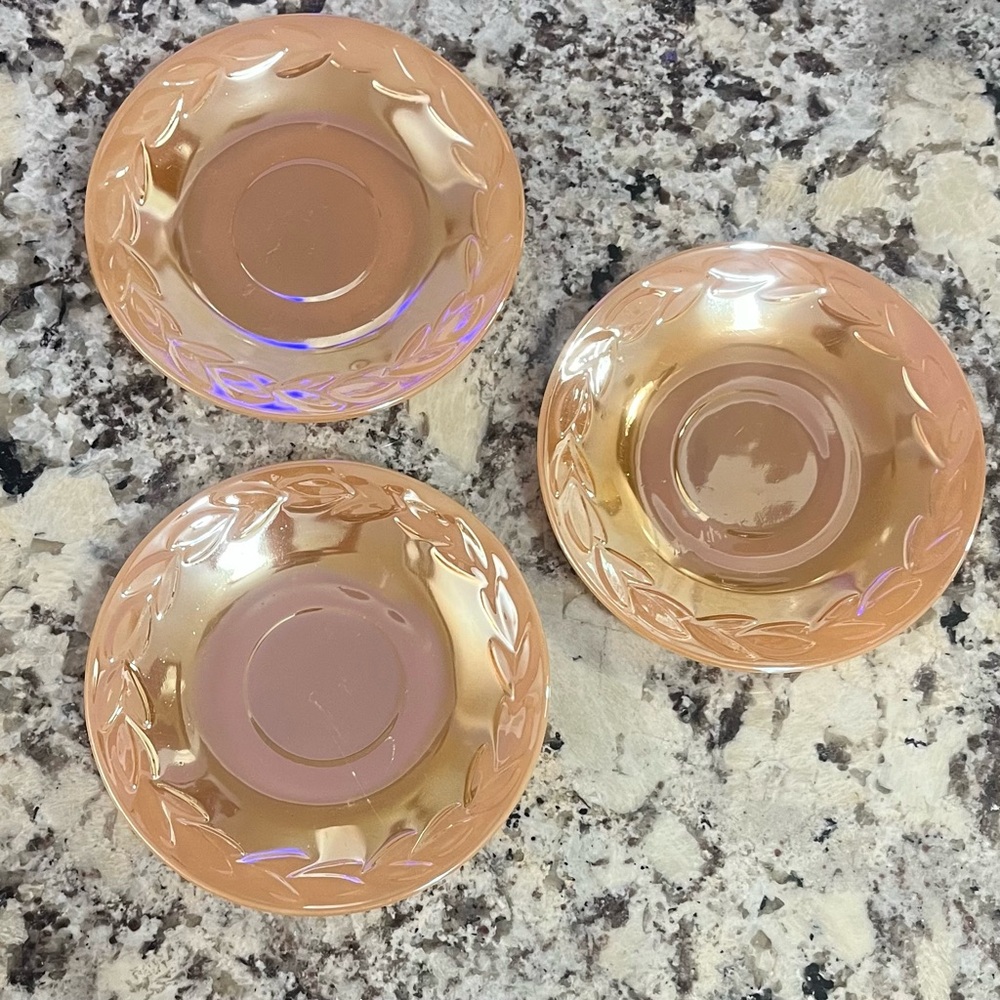Fire King Peach Luster Glass Bowls Set